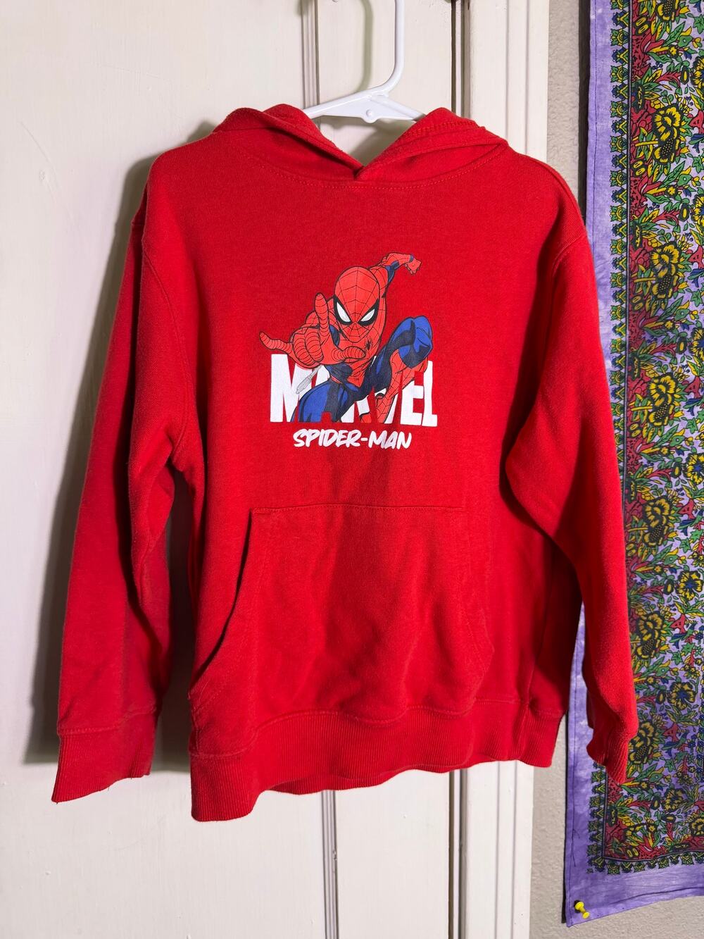 Marvel Spider-Man Boys Red Pullover Hoodie Sweatshirt Youth Size 6/7